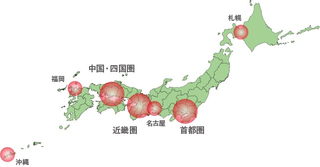 用地募集エリアの日本地図