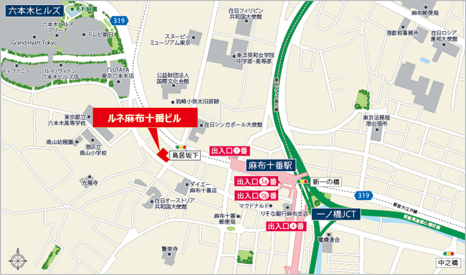 ルネ麻布十番ビル 現地案内図